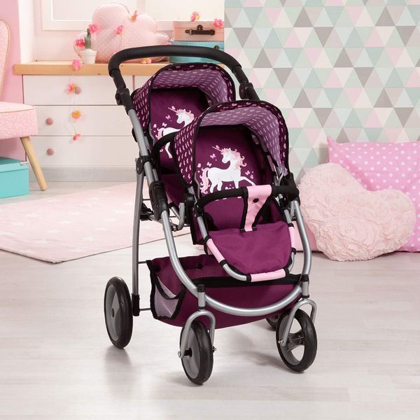 Коляска для двух кукол Bayer Design Twin Tendem Plum Unicorn (26537AA) 26537AA фото