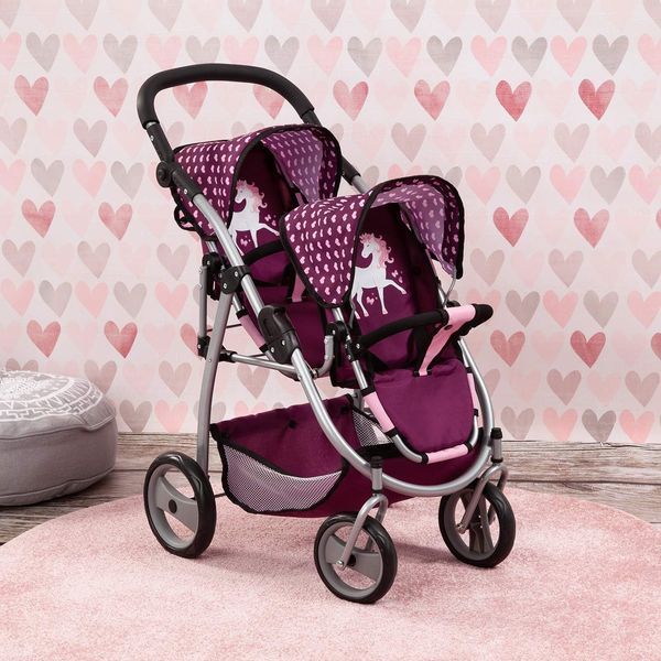 Коляска для двух кукол Bayer Design Twin Tendem Plum Unicorn (26537AA) 26537AA фото