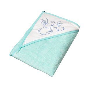 Полотенце с капюшоном Tega Baby Кролики 100 х100 см Мятное KR-008-105 фото