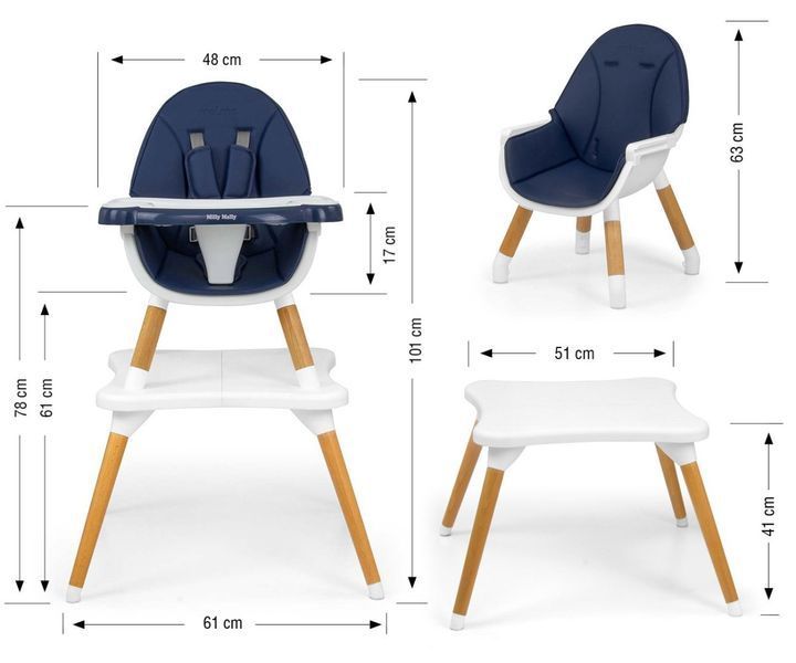 Стульчик для кормления 2 в 1 Milly Mally Malmo Navy (mm-5782) mm-5782 фото