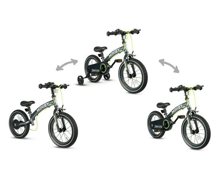Дитячий велосипед 3 в 1 Qplay Miniby 14" Grey від 3 років (qp-6385) qp-6385 фото
