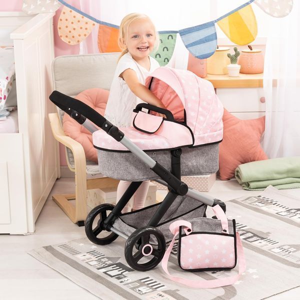 Коляска для кукол Bayer Design Xeo Pink Star (17030AA) 17030AA фото