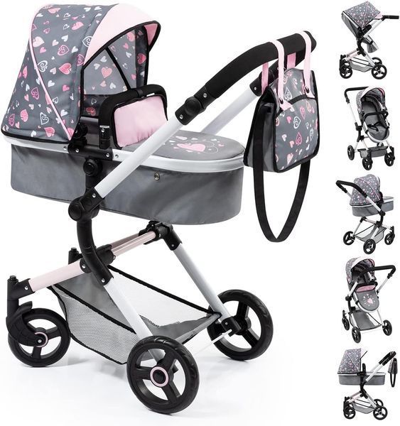 Коляска для ляльки Bayer Design Neo Vario Grey Heart (18419AA) 18419AA фото
