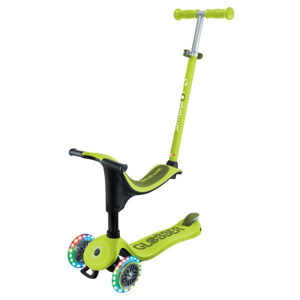 Самокат з сидінням Globber GO-UP Sporty Lights Lime Green від 15 місяців до 7 років (452-606-4 S) 452-606-4 S фото
