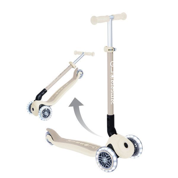 Дитячий самокат Globber Primo Foldable Lights ECOlogic Coconut від 3 до 7 років (696-566-2) 696-566-2 фото