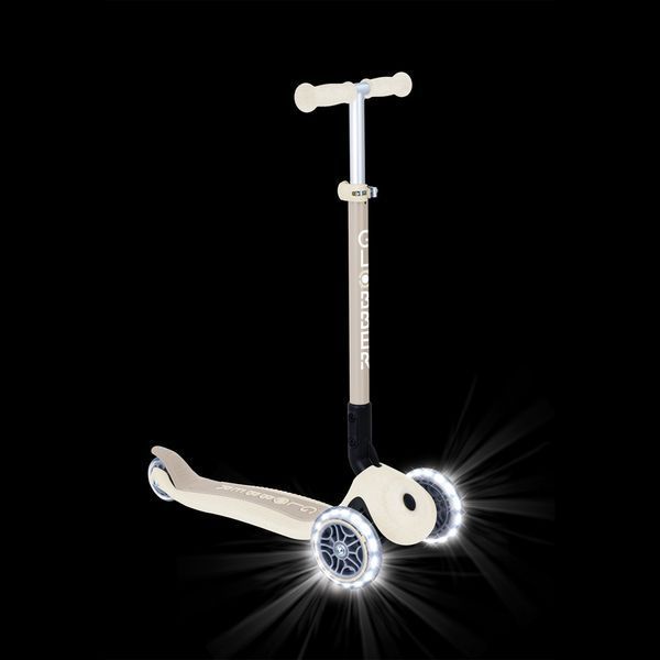 Дитячий самокат Globber Primo Foldable Lights ECOlogic Coconut від 3 до 7 років (696-566-2) 696-566-2 фото