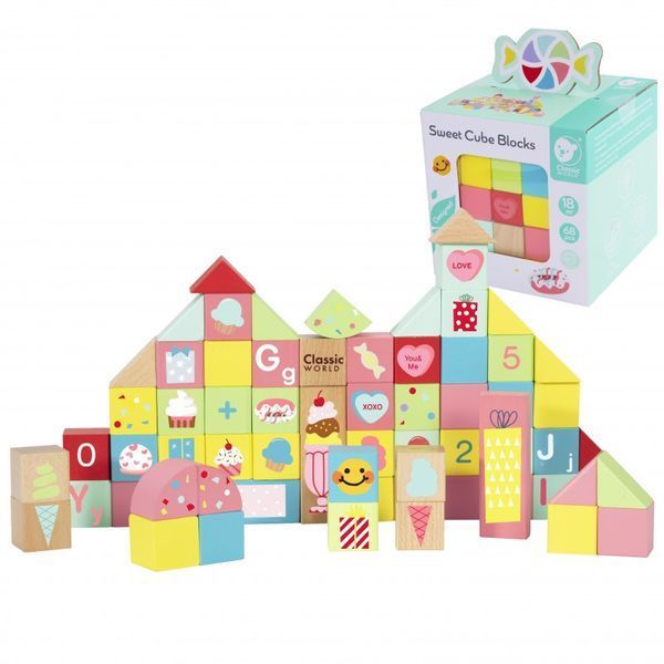 Дерев'яні кубики Classic World Sweet Cube Blocks 68 елементів (CW20128) CW20128 фото