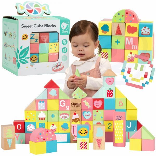 Дерев'яні кубики Classic World Sweet Cube Blocks 68 елементів (CW20128) CW20128 фото