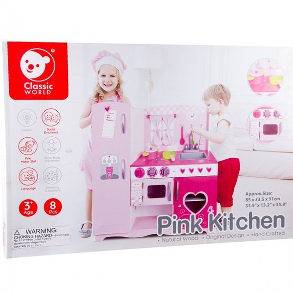 Детская кухня Classic World Classic Vintage Pink из дерева с посудой (CW4119) CW4119 фото