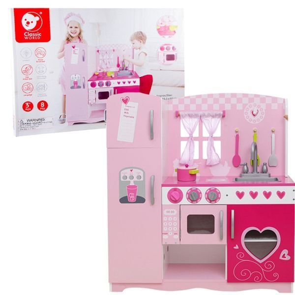 Детская кухня Classic World Classic Vintage Pink из дерева с посудой (CW4119) CW4119 фото