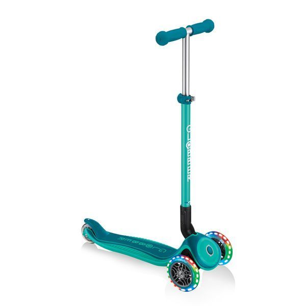 Детский самокат Globber Primo Foldable Plus Lights Emerald Green от 3 до 9 лет (439-107) 439-107 фото