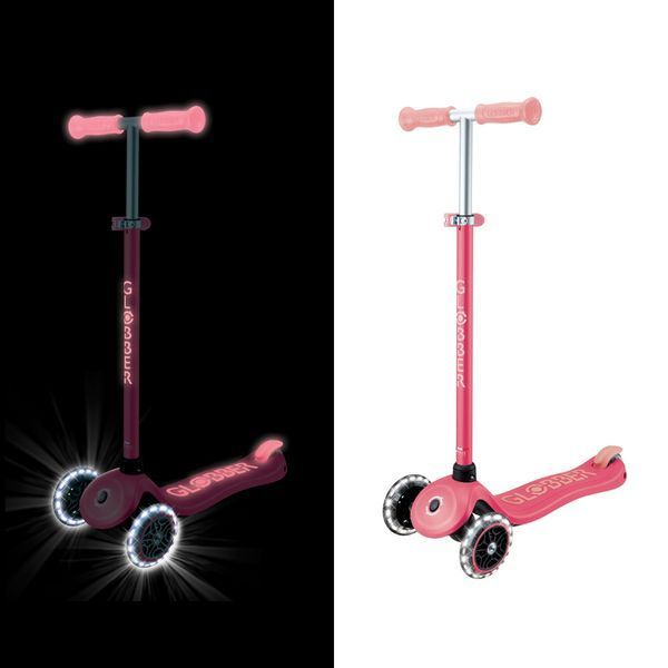 Детский самокат Globber Primo Plus Glow Lights Coral Pink от 3 до 9 лет (443-110) 443-110 фото