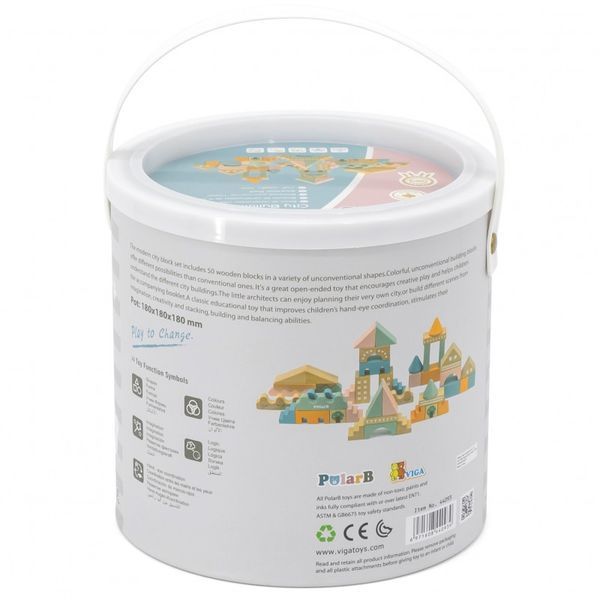 Дерев'яні кубики Viga Toys PolarB Міський квартал, 50 шт. (44093) 44093 фото